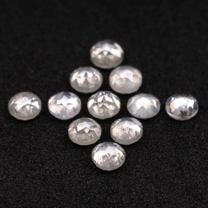 Loose Milky White Round Rose Cut Natural Earth Mined Diamond - Minimal Carbon