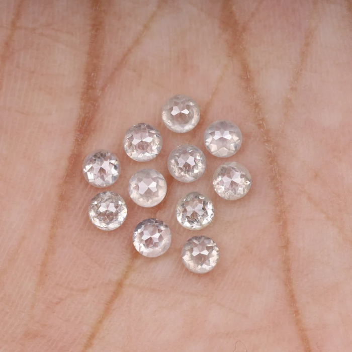 Loose Milky White Round Rose Cut Natural Earth Mined Diamond - Minimal Carbon