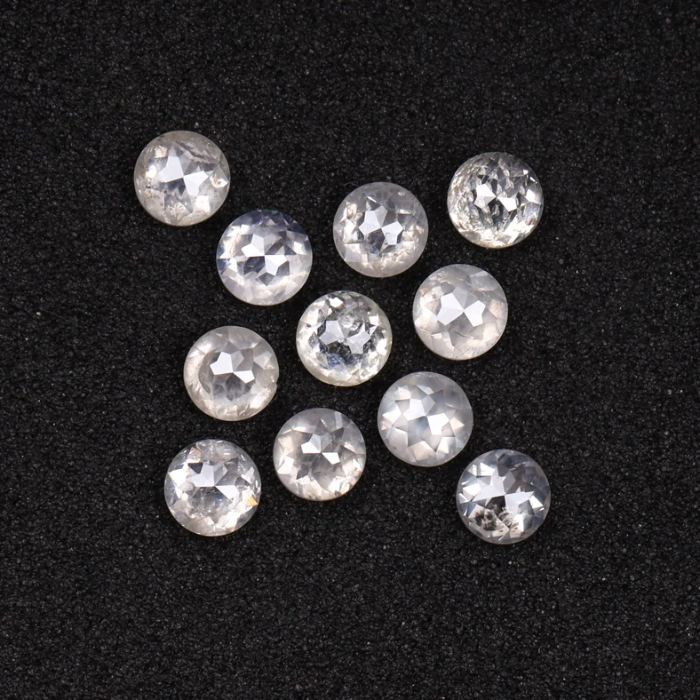 Loose Milky White Round Rose Cut Natural Earth Mined Diamond - Minimal Carbon