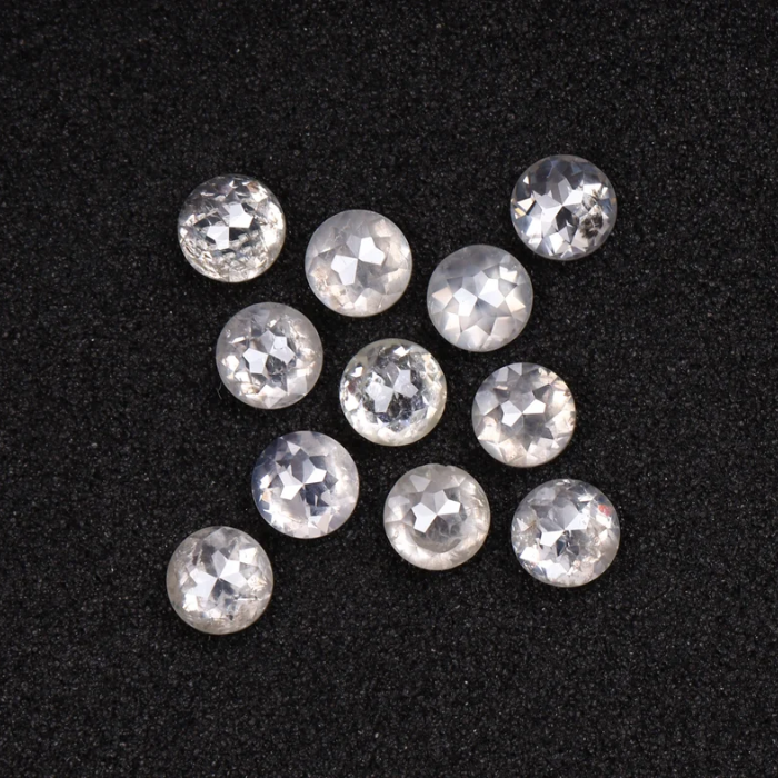 Loose Milky White Round Rose Cut Natural Earth Mined Diamond - Minimal Carbon