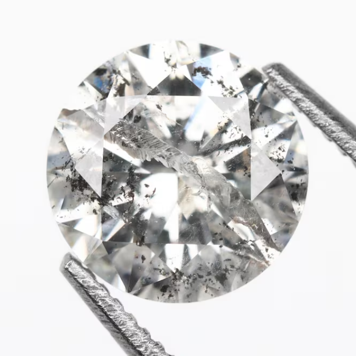 Salt And Pepper Earth Mined Round Brilliant Cut Diamond - Minimal Carbon