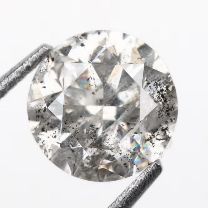 1.01 CT, 6.3 MM | Salt And Pepper Diamond | Round Brilliant Cut Diamond - Minimal Carbon