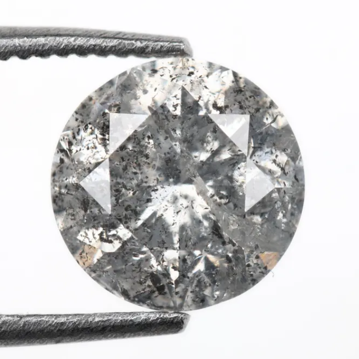 1.10 CT, 6.4 MM | Salt And Pepper Diamond | Round Brilliant Cut Diamond - Minimal Carbon
