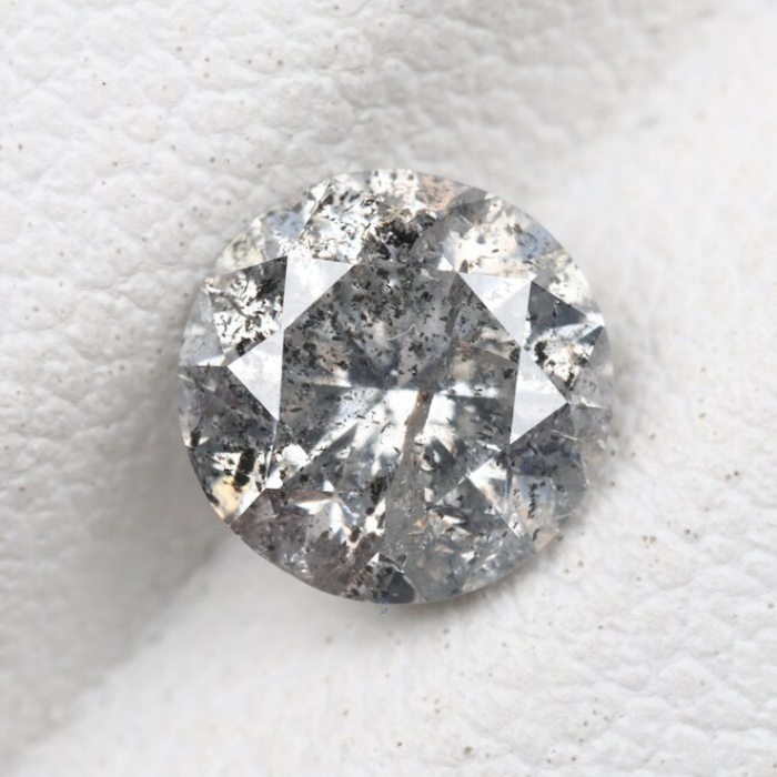 1.10 CT, 6.4 MM | Salt And Pepper Diamond | Round Brilliant Cut Diamond - Minimal Carbon