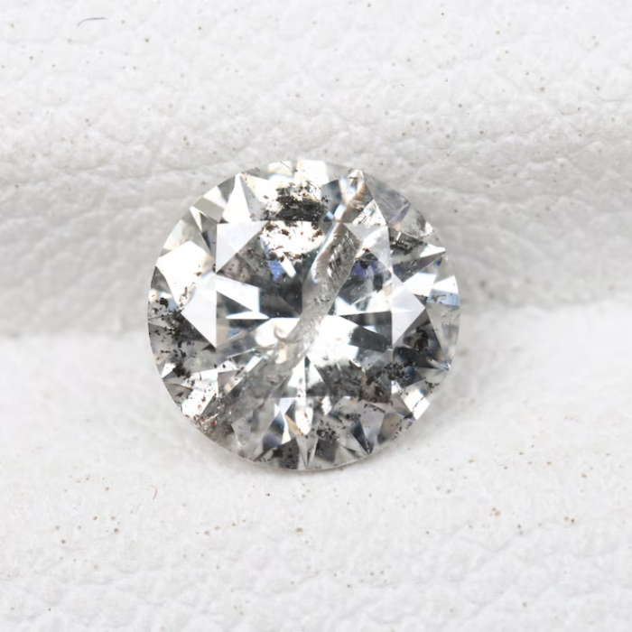 Salt And Pepper Earth Mined Round Brilliant Cut Diamond - Minimal Carbon