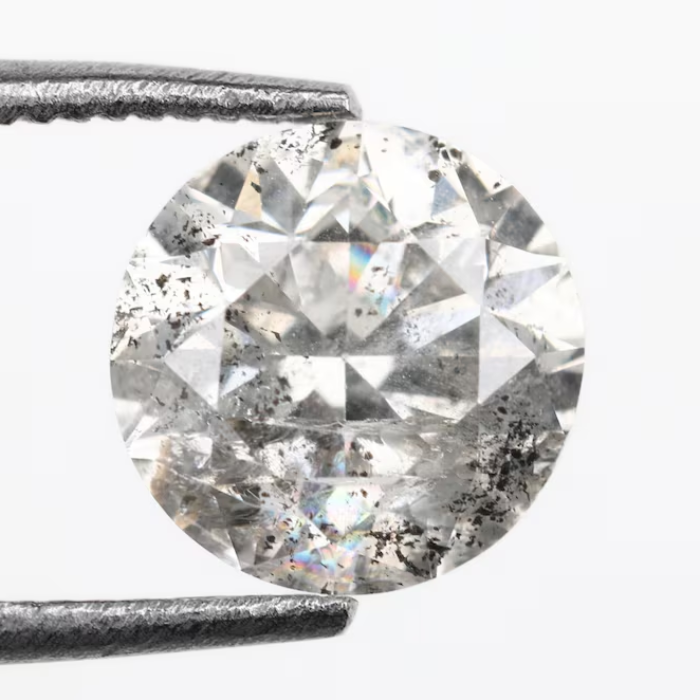 1.01 CT, 6.3 MM | Salt And Pepper Diamond | Round Brilliant Cut Diamond - Minimal Carbon
