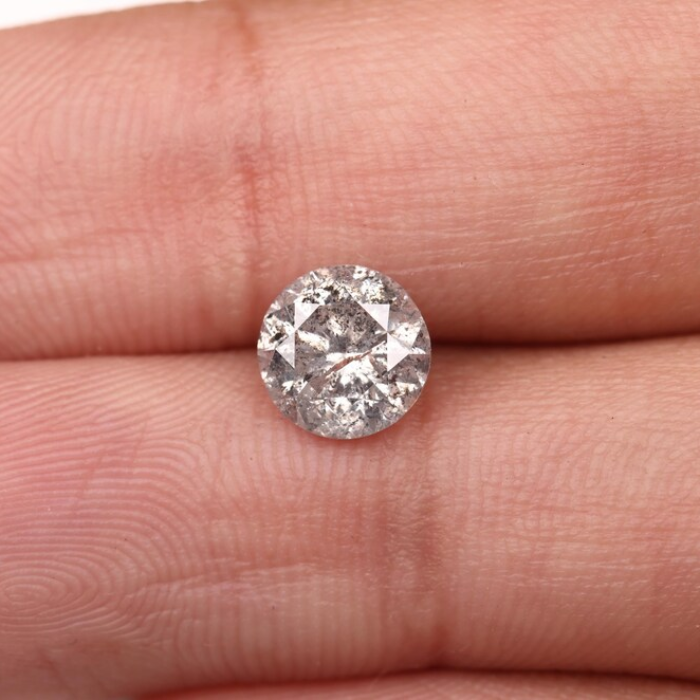 1.10 CT, 6.4 MM | Salt And Pepper Diamond | Round Brilliant Cut Diamond - Minimal Carbon