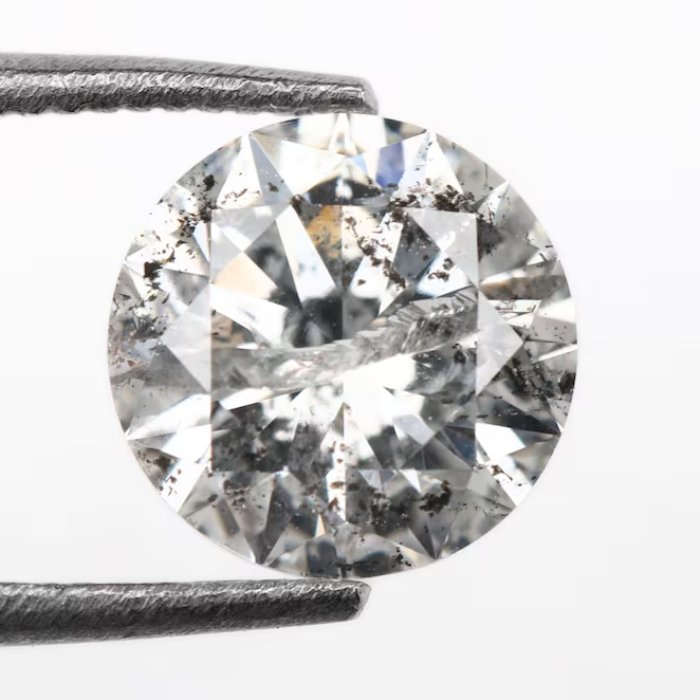 Salt And Pepper Earth Mined Round Brilliant Cut Diamond - Minimal Carbon