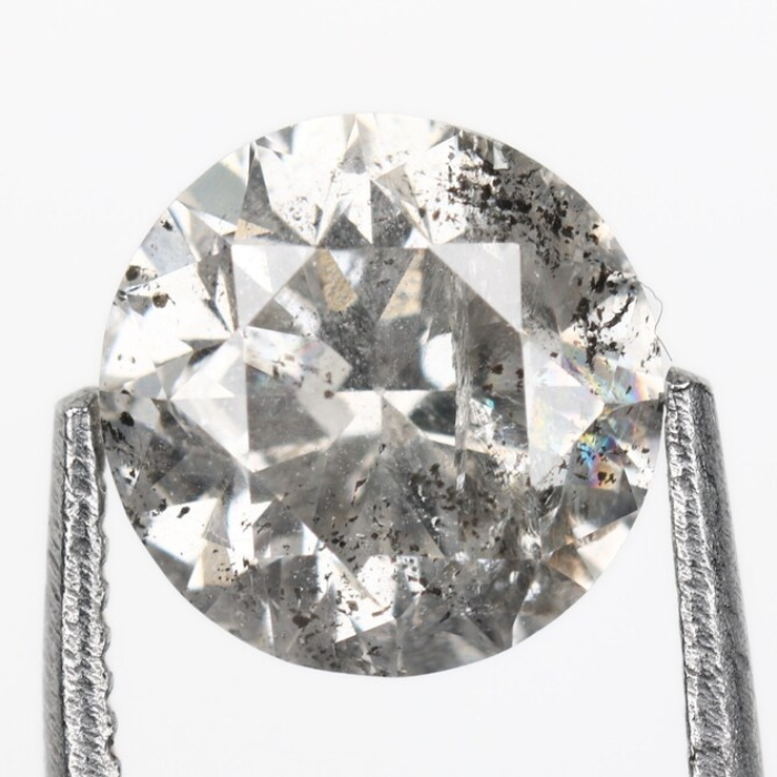 1.01 CT, 6.3 MM | Salt And Pepper Diamond | Round Brilliant Cut Diamond - Minimal Carbon