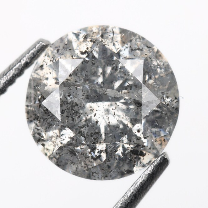 1.10 CT, 6.4 MM | Salt And Pepper Diamond | Round Brilliant Cut Diamond - Minimal Carbon