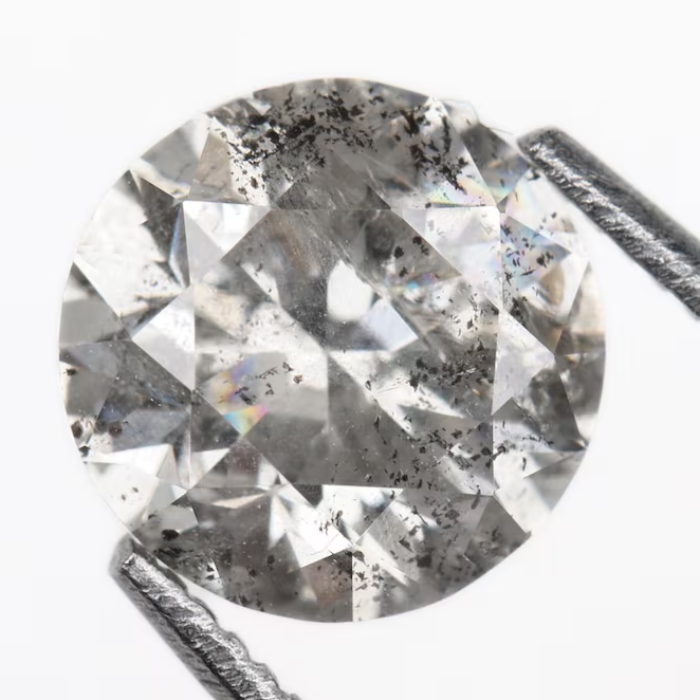 1.01 CT, 6.3 MM | Salt And Pepper Diamond | Round Brilliant Cut Diamond - Minimal Carbon