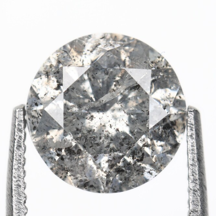 1.10 CT, 6.4 MM | Salt And Pepper Diamond | Round Brilliant Cut Diamond - Minimal Carbon