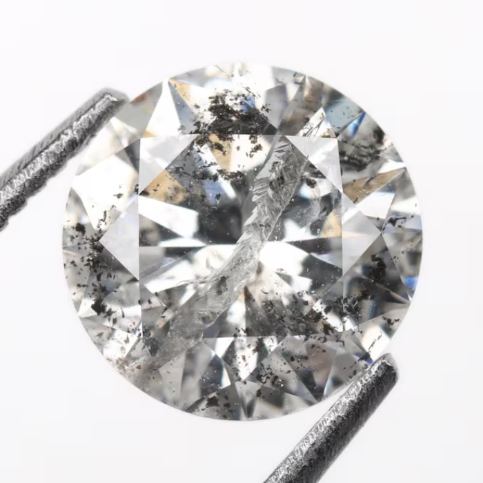 Salt And Pepper Earth Mined Round Brilliant Cut Diamond - Minimal Carbon