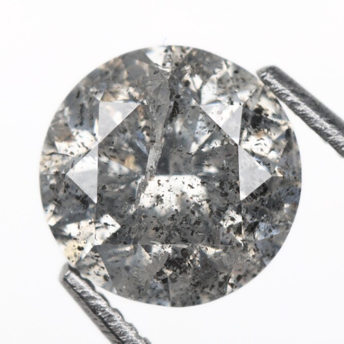 1.10 CT, 6.4 MM | Salt And Pepper Diamond | Round Brilliant Cut Diamond - Minimal Carbon