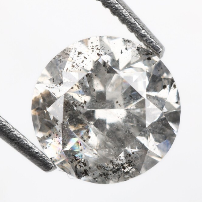 1.01 CT, 6.3 MM | Salt And Pepper Diamond | Round Brilliant Cut Diamond - Minimal Carbon