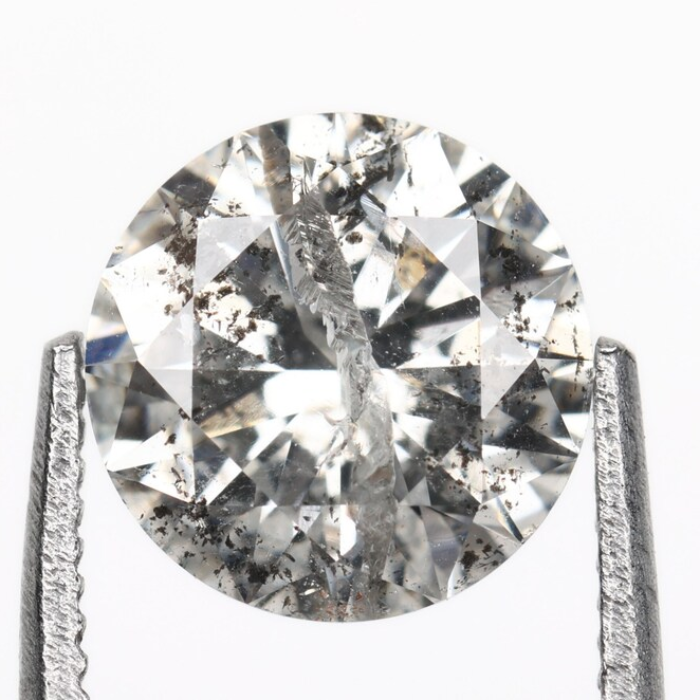 Salt And Pepper Earth Mined Round Brilliant Cut Diamond - Minimal Carbon