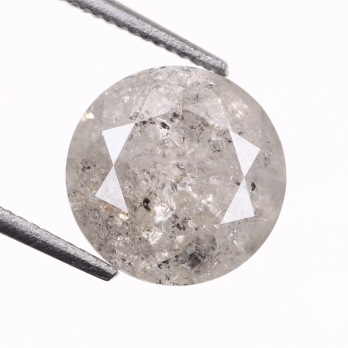 2.12 CT, 8.0 MM | Salt And Pepper Diamond | Round Brilliant Cut Diamond - Minimal Carbon
