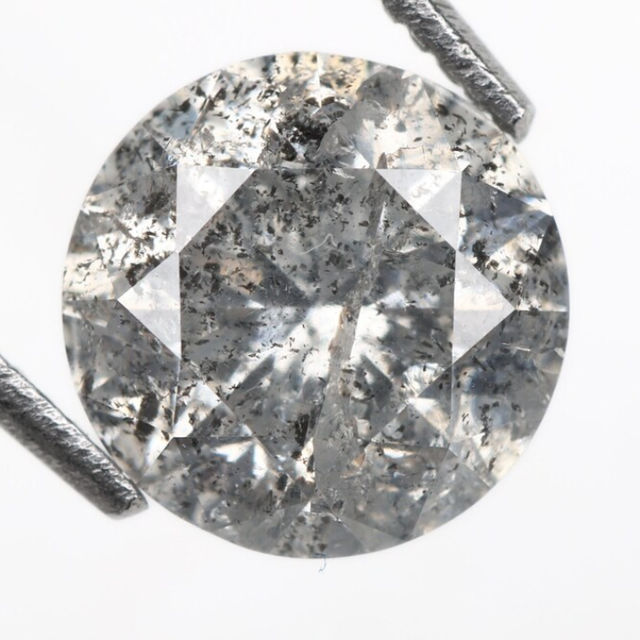1.10 CT, 6.4 MM | Salt And Pepper Diamond | Round Brilliant Cut Diamond - Minimal Carbon