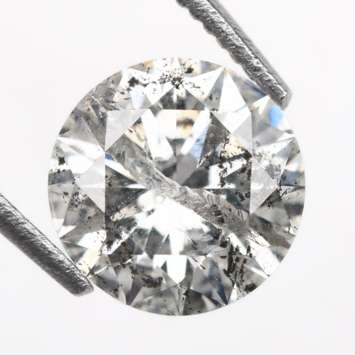 Salt And Pepper Earth Mined Round Brilliant Cut Diamond - Minimal Carbon