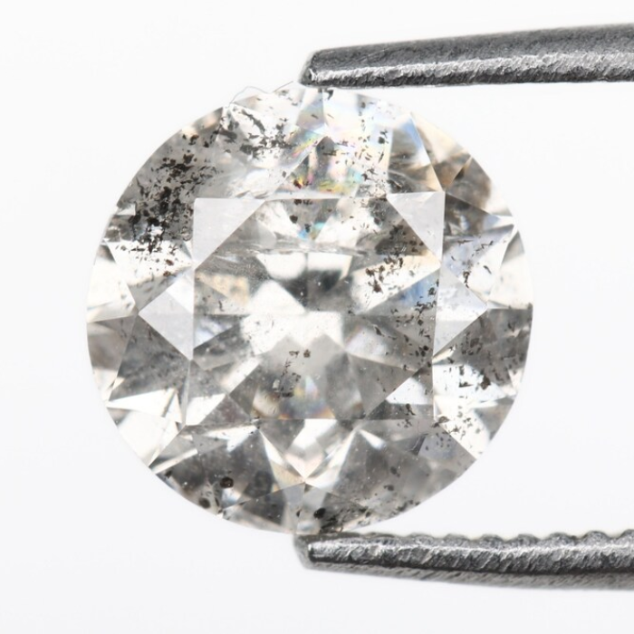 1.01 CT, 6.3 MM | Salt And Pepper Diamond | Round Brilliant Cut Diamond - Minimal Carbon