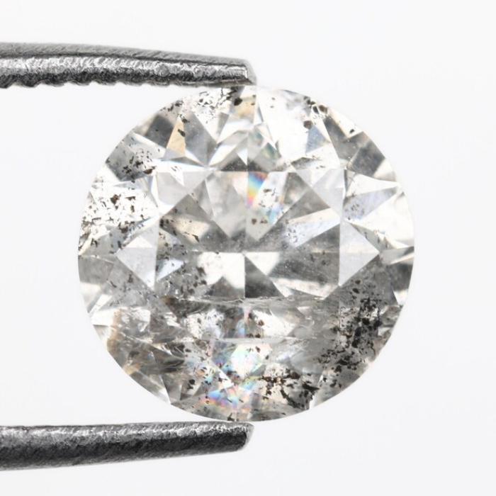1.01 CT, 6.3 MM | Salt And Pepper Diamond | Round Brilliant Cut Diamond - Minimal Carbon