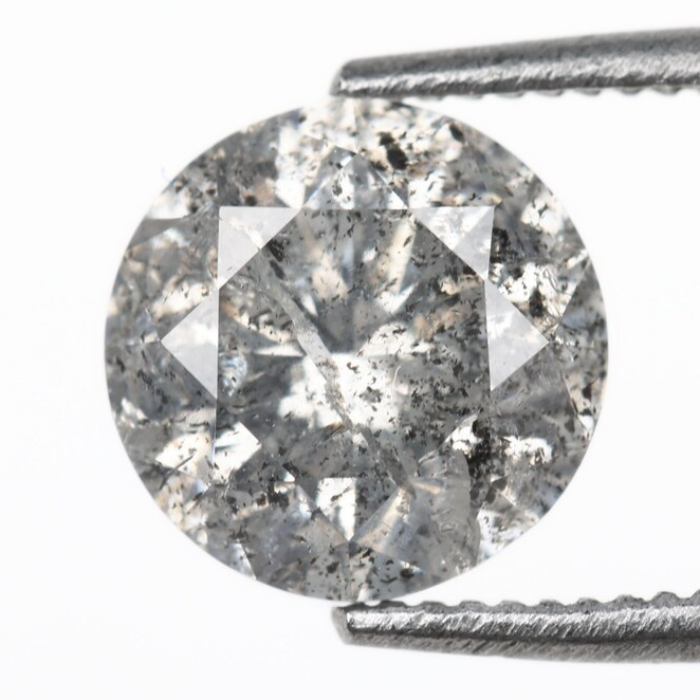 1.10 CT, 6.4 MM | Salt And Pepper Diamond | Round Brilliant Cut Diamond - Minimal Carbon