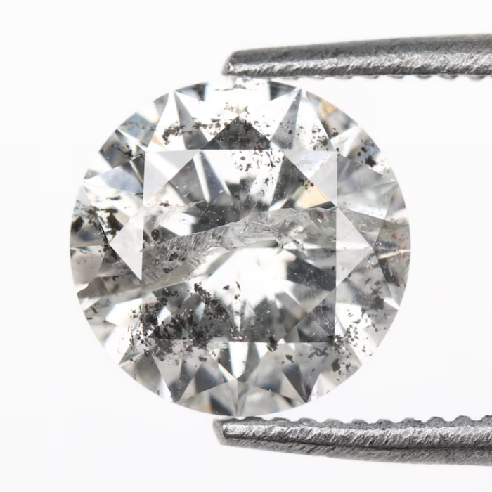 Salt And Pepper Earth Mined Round Brilliant Cut Diamond - Minimal Carbon