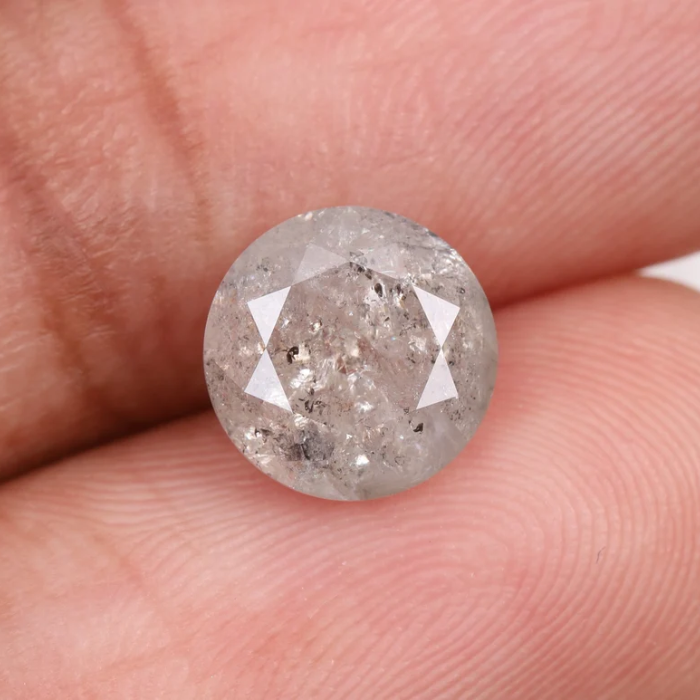 2.12 CT, 8.0 MM | Salt And Pepper Diamond | Round Brilliant Cut Diamond - Minimal Carbon