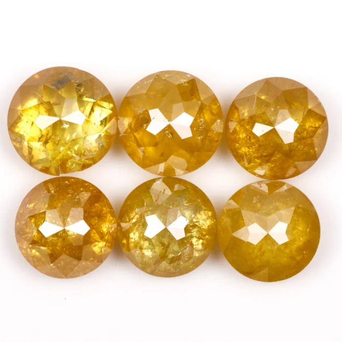 Loose Round Rose Cut Yellow Natural Earth Mined Diamond - Minimal Carbon