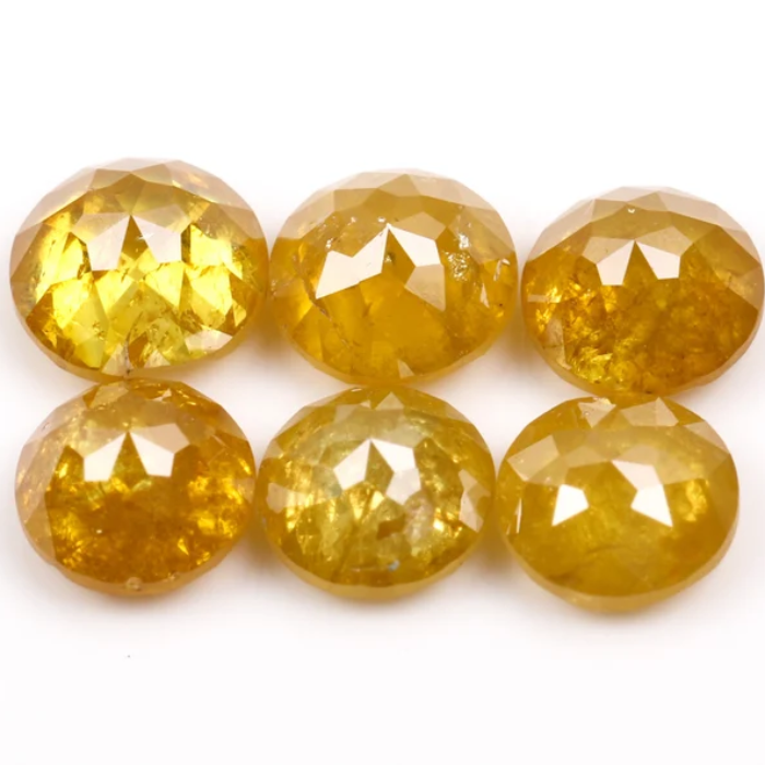 Loose Round Rose Cut Yellow Natural Earth Mined Diamond - Minimal Carbon