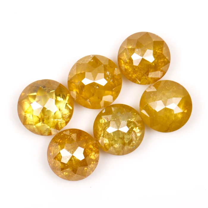 Loose Round Rose Cut Yellow Natural Earth Mined Diamond - Minimal Carbon