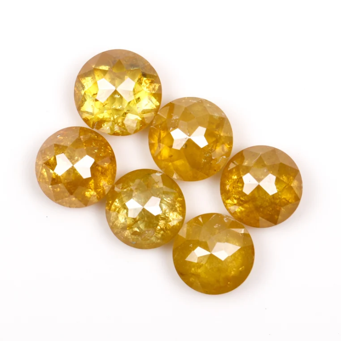 Loose Round Rose Cut Yellow Natural Earth Mined Diamond - Minimal Carbon