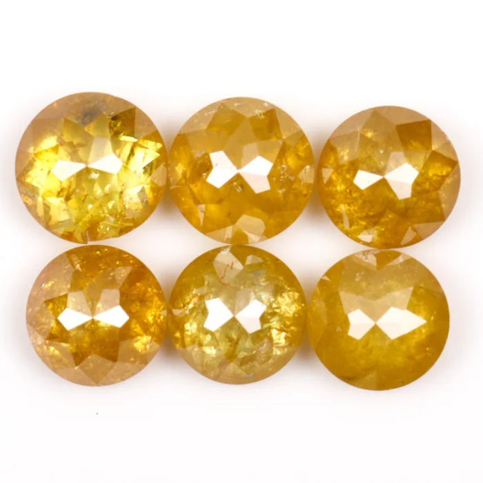 Loose Round Rose Cut Yellow Natural Earth Mined Diamond - Minimal Carbon