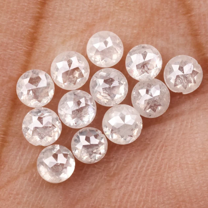 Loose White Round Rose Cut Natural Earth Mined Diamond - Minimal Carbon