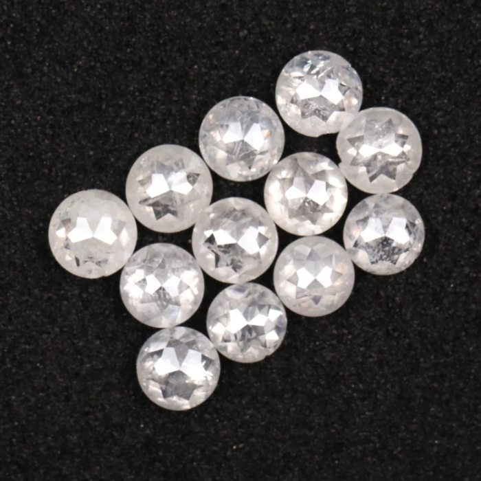Loose White Round Rose Cut Natural Earth Mined Diamond - Minimal Carbon