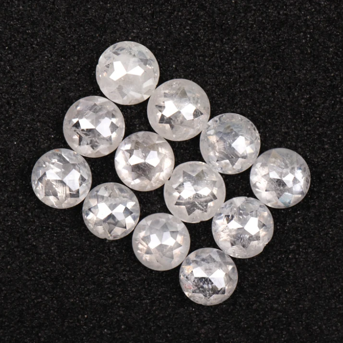 Loose White Round Rose Cut Natural Earth Mined Diamond - Minimal Carbon