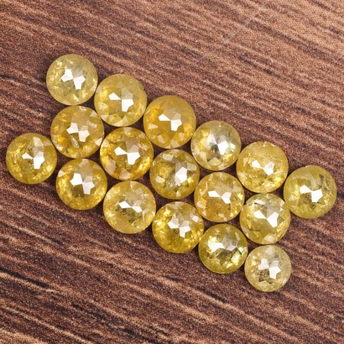 Loose Yellow Round Rose Cut Earth Mined Diamond