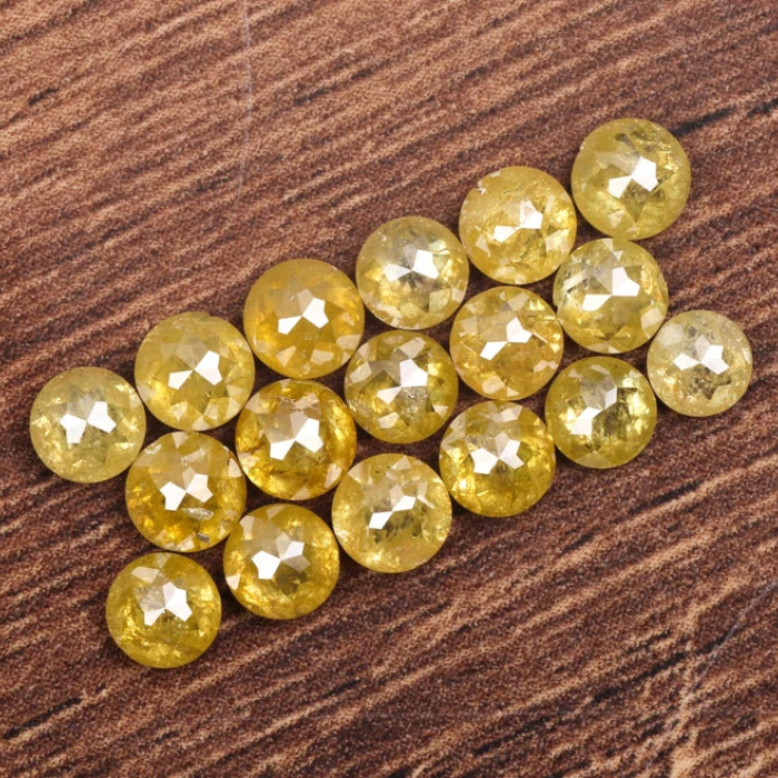 Loose Yellow Round Rose Cut Earth Mined Diamond
