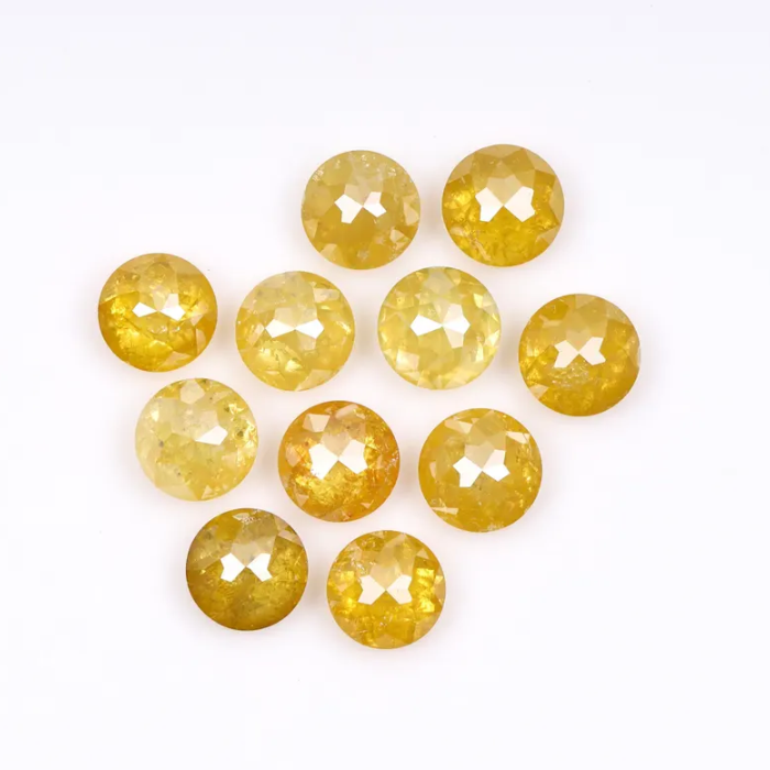 Loose Yellow Round Rose Cut Natural Earth Mined Diamond - Minimal Carbon