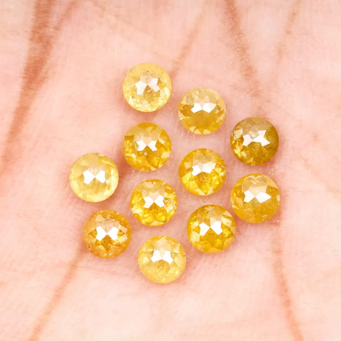 Loose Yellow Round Rose Cut Natural Earth Mined Diamond - Minimal Carbon