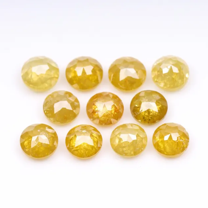 Loose Yellow Round Rose Cut Natural Earth Mined Diamond - Minimal Carbon