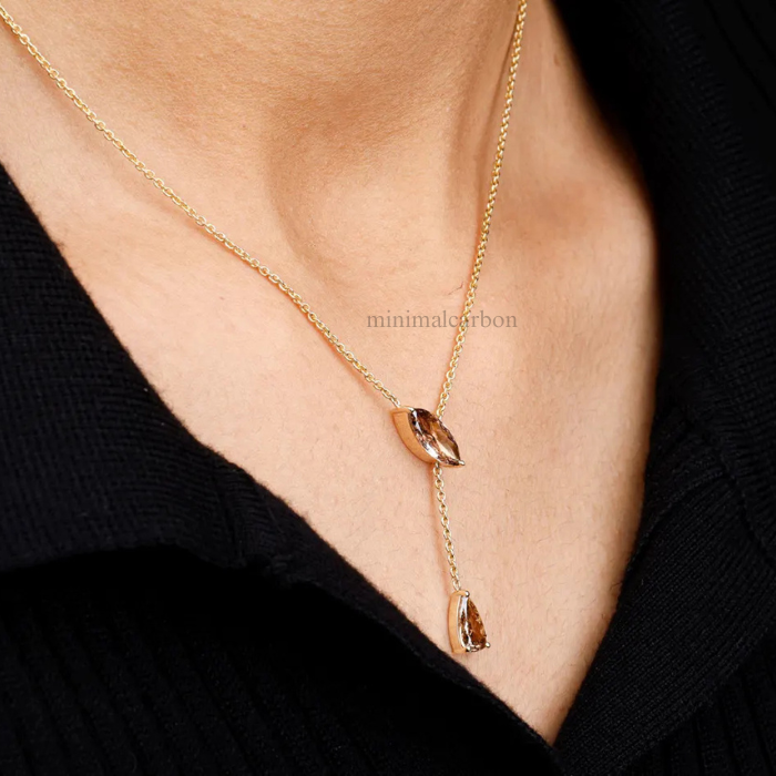 Marquise And Pear Lab Grown Diamond Drop Pendant Necklace