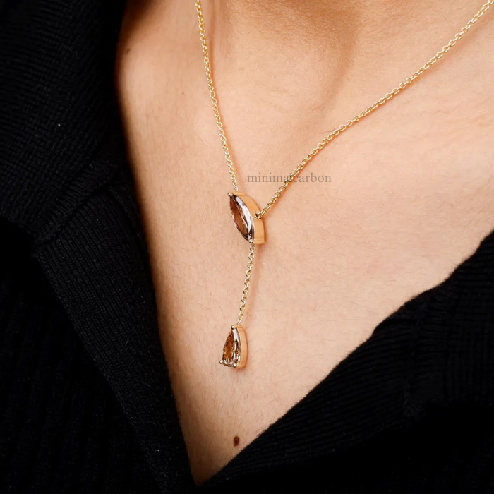 Marquise And Pear Lab Grown Diamond Drop Pendant Necklace