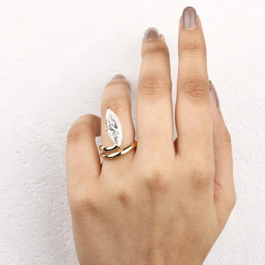marquise cut snake ring