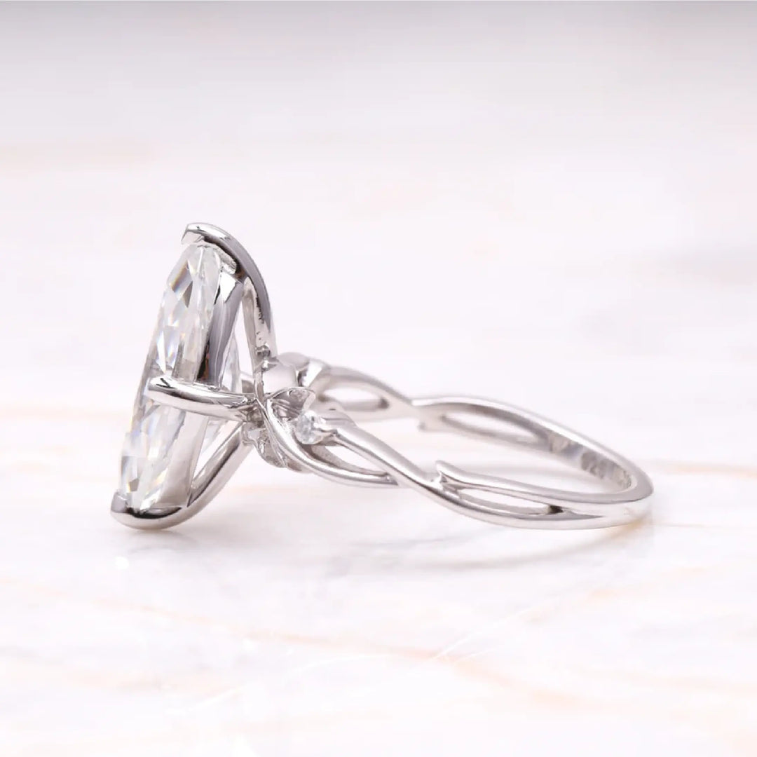 Marquise Cut Solitaire Moissanite Engagement Ring