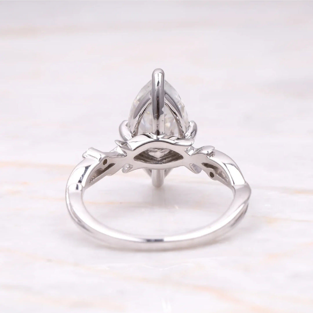 Marquise Cut Solitaire Moissanite Engagement Ring