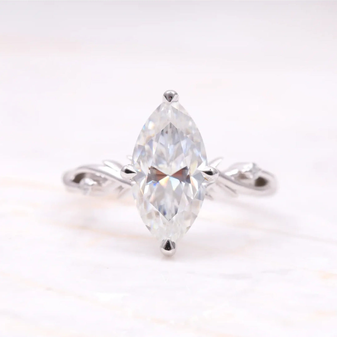 Marquise Cut Solitaire Moissanite Engagement Ring