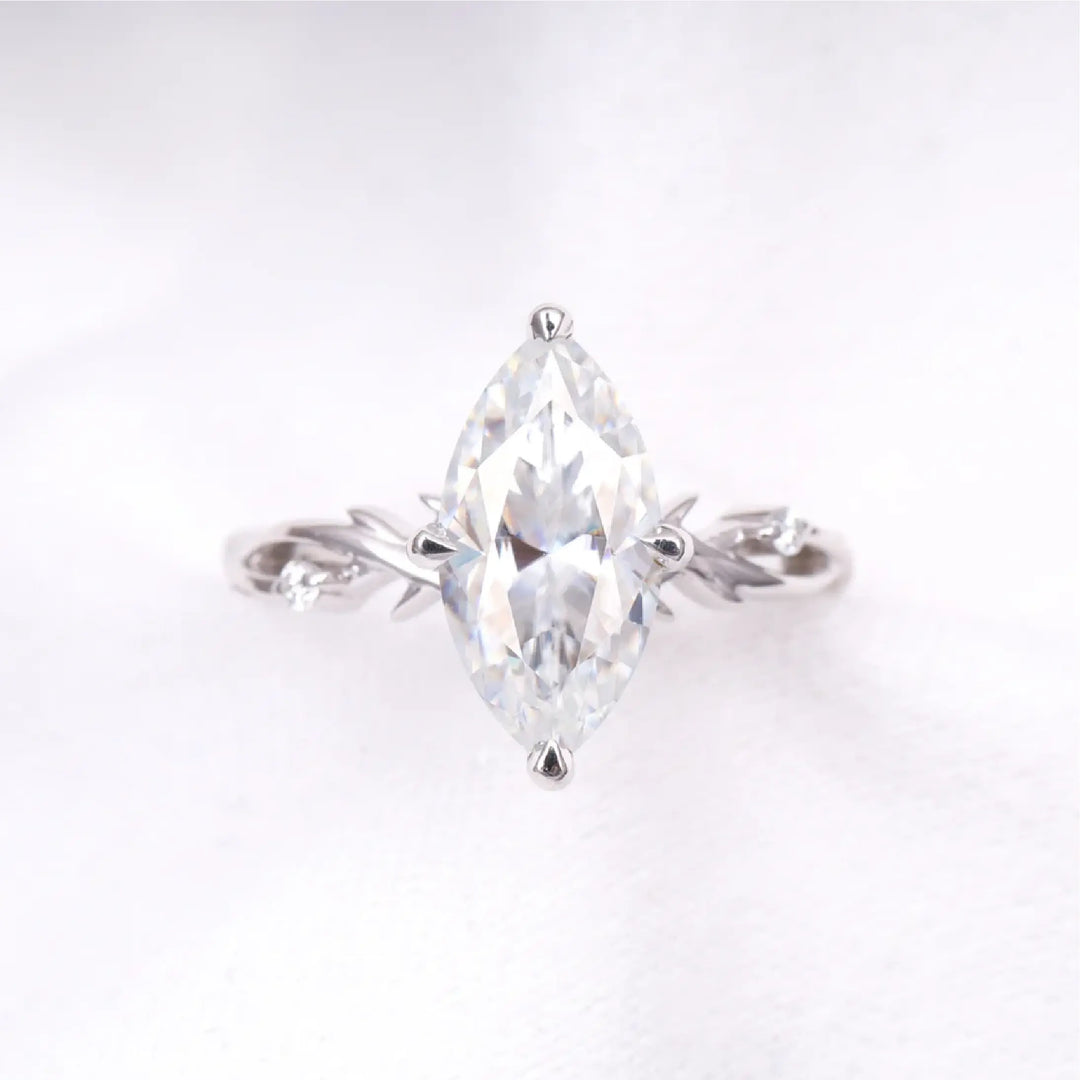 Marquise Cut Solitaire Moissanite Engagement Ring
