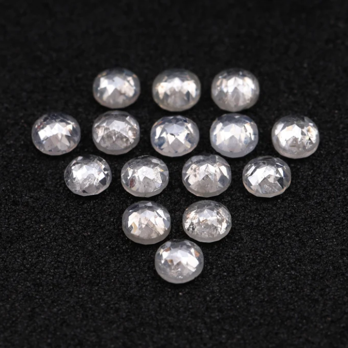 Milky White Natural Round Rose Cut Earth Mined Diamond