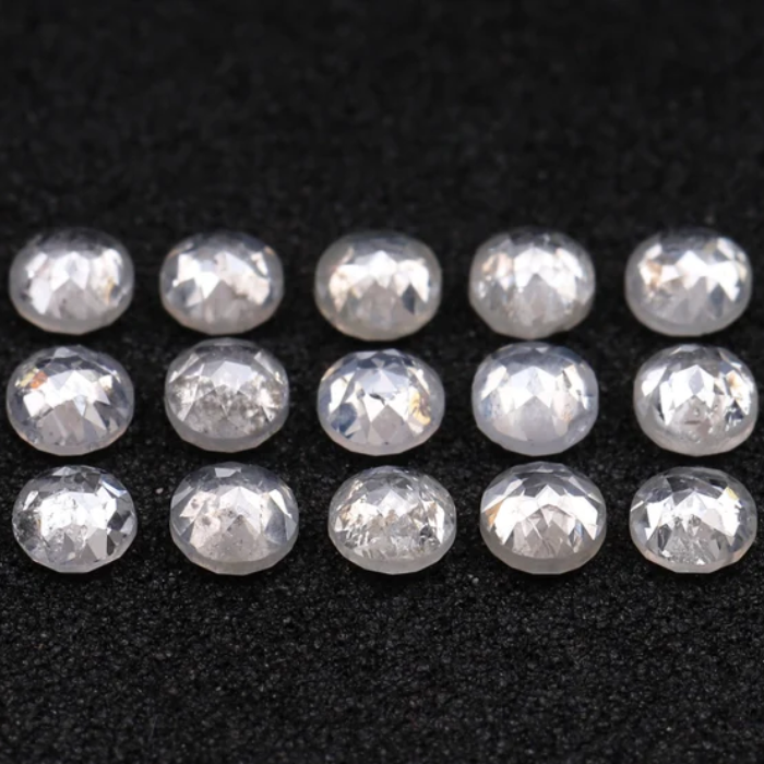 Milky White Natural Round Rose Cut Earth Mined Diamond